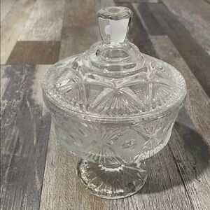 Vintage Elegant Clear Glass Candy Dish with Lid